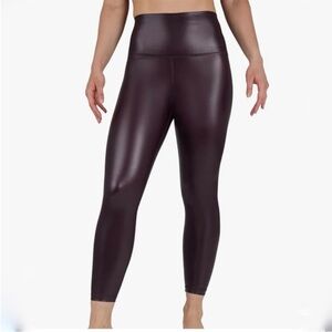 NWT 90 Degree By Reflex Shiny dark  cherry Leggings Retail $78